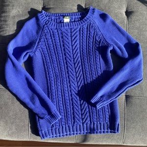 J. Crew Brilliant Blue Cable-Knit Sweater